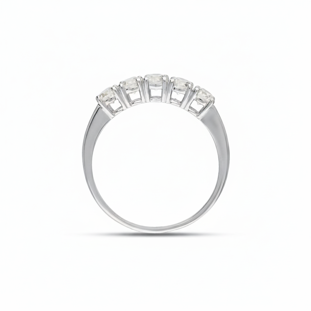 Veretta a 5 zirconi oro bianco 18kt