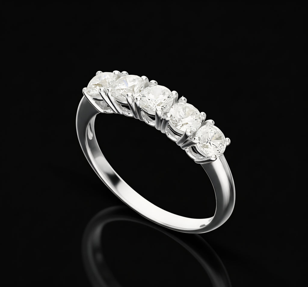 Veretta a 5 zirconi oro bianco 18kt