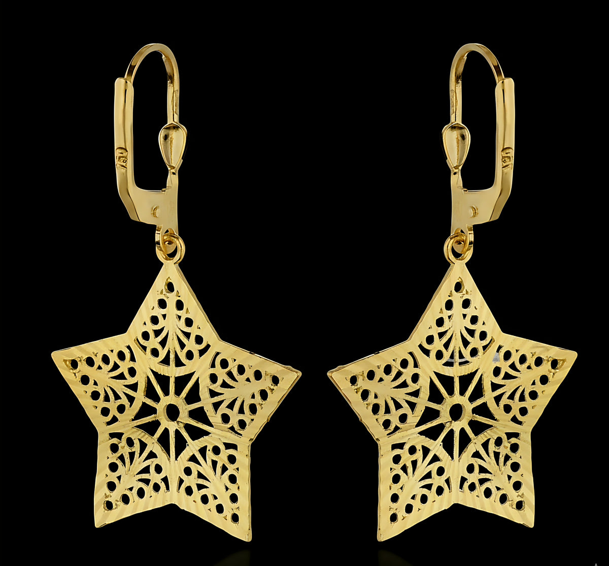 Orecchini donna forma a stella diamantati oro 18kt