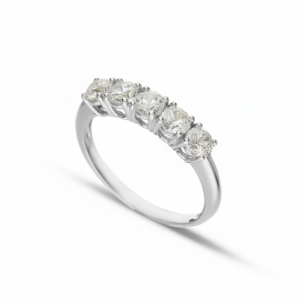 Veretta a 5 zirconi oro bianco 18kt