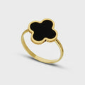 Anello donna quadrifoglio nero oro 18kt