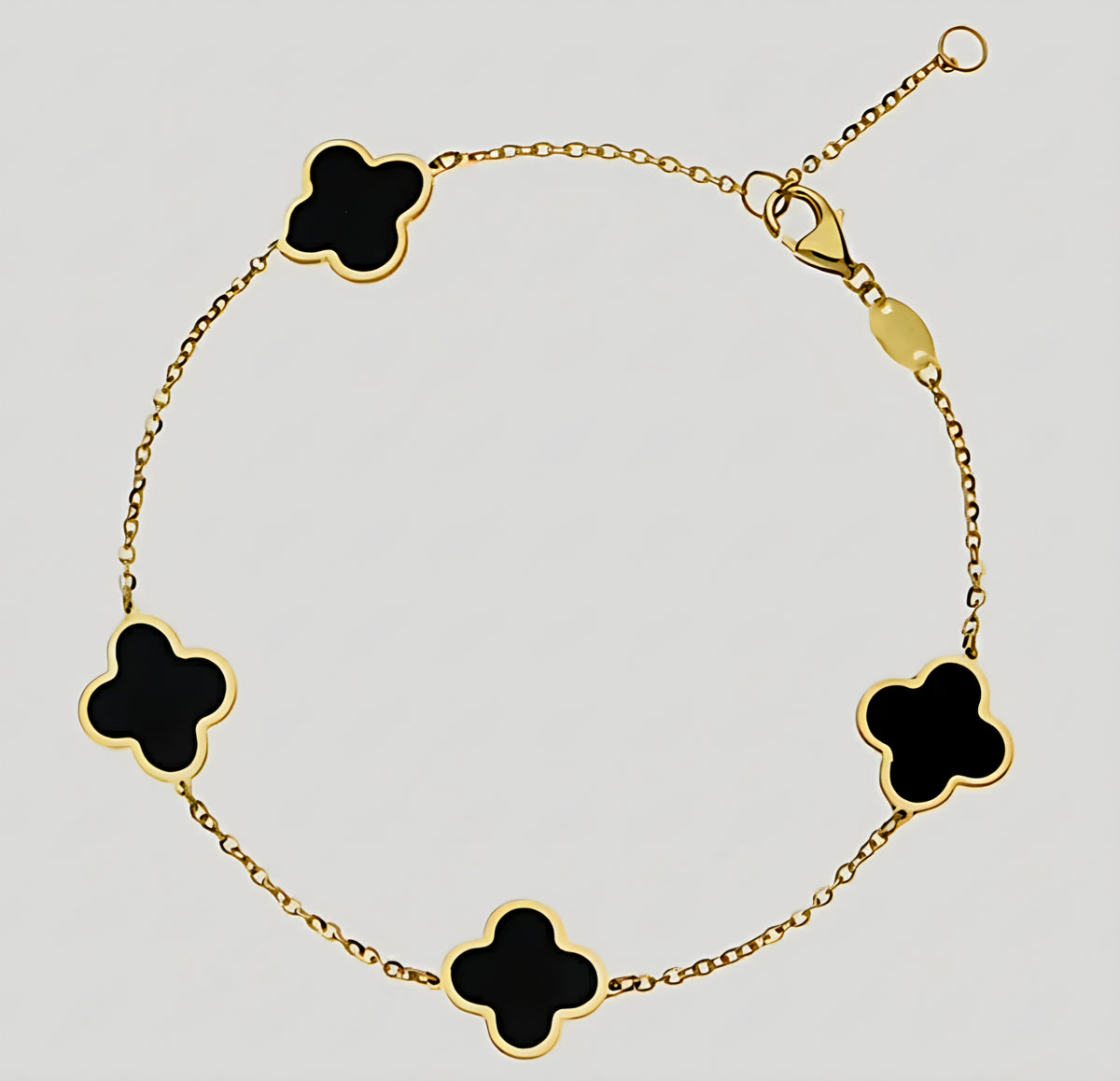 Bracciale donna quadrifoglio nero oro 18kt