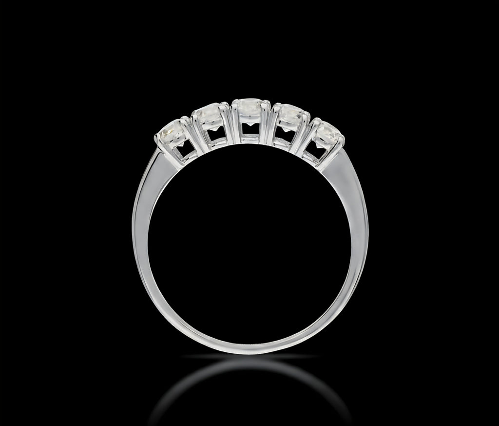 Veretta a 5 zirconi oro bianco 18kt