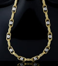 Collana uomo tubolare bicolore con la greca oro 18kt